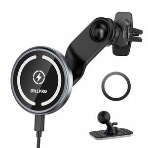 lot 4100 image: OHLPRO Compatible with MagSafe Car Mount for iPhone 16, Magnetic Wireless Car Charger with Extended Arm, Never Block Vents for iPhone 15141312 Serie, 15W Fast Charging Mag Safe Phone Holder, Grey - Retail $29