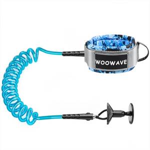 lot 4108 image: WOOWAVE Bodyboard Leash for Wrist with Plug Preventing Entanglement, Premium Coiled 7mm Bicep Leash Body Board Leash with High-Grade SBR Camouflage Wristband, Blue - Retail $15