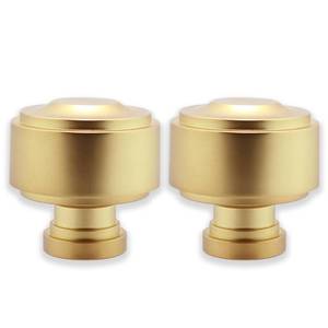 lot 4111 image: BLASTHOME� Luxury Layers Knob Finials � Fits Only Signature Collection Curtain Rods (Rod Not Included) - Premium Quality, Heavy Metal � Set of Two � Brushed Gold - Retail $39