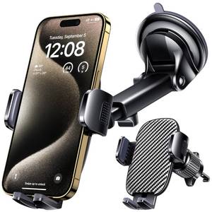 lot 4118 image: Qifutan Car Phone Holder Mount Phone Mount for Car Windshield Dashboard Air Vent Universal Hands Free Automobile Cell Phone Holder Fit for iPhone Smartphone Camera Mounts - Retail $10