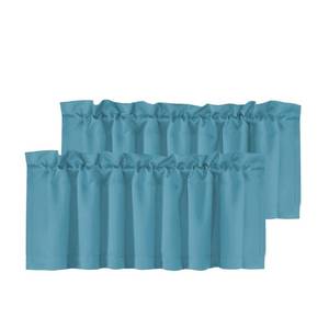 lot 4125 image: H.VERSAILTEX Blackout Kitchen Curtain Valances,Short Window Valance Curtains for Living RoomBedroomBathroom Privacy Decorative Rod Pocket2 Panels52 W x 18in L, Storm Blue - Retail $17in