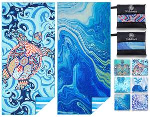 lot 4139 image: 2 Pack Microfiber Lightweight Beach Towel Sand Free Quick Dry Absorbent Thin Compact Towels for Swimming Pool Camping Beach Accessories Large Easy Pack Travel Things for Vacation Essentials Gift - Retail $30