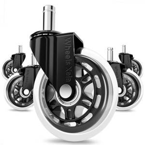 lot 4145 image: Office Chair Wheels, Set of 5, 11x22mm Stem Size That Fits 98percent Chairs, Rubber Rollerblade Casters for Desk and Gaming Chair are Easy to Install and Suitable for All Floor Types (Clear, Not for IKEA) - Retail $15