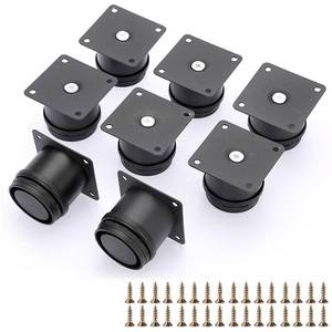 lot 4146 image: OwnMy 7PCS 2 Inch Stainless Steel Furniture Legs Feets Adjustable Metal Cabinet Desk Legs, Black Round Metal Furniture Risers Coffee Table Replacement Legs Heavy Duty Sofa Legs TV Stand Dresser Legs - Retail $15