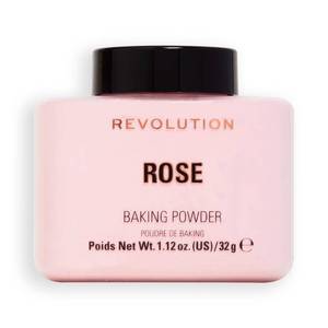 lot 4147 image: Revolution, Loose Baking Powder, Makeup Setting Powder, Long-Lasting Coverage, Mattifies and Reduces Shine, Rose, 1.12 oz - Retail $8