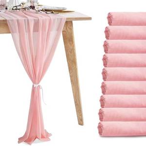 lot 4151 image: 10 Pack 10ft Baby Pink Chiffon Table Runners Wedding Table Runner Sheer Romantic Tulle Table Runner for Christmas Wedding Bridal Tea Party Baby Shower Birthday Party Table Decorations(120 x 12 in) - Retail $30