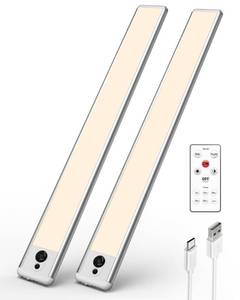 lot 4152 image: EZVALO Under Cabinet Lights,66 LEDs Motion Sensor Night Light, 3200 mAh Closet Lights 3500K with Remote Control Under Counter Lights for Kitchen,Cabinet,Bedroom(2 Pack) - Retail $26