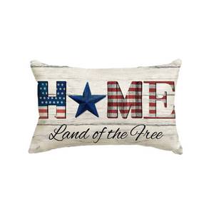 lot 4159 image: AVOIN colorlife 4th of July Home Throw Pillow Cover, 12 x 20 Inch Land of The Free Independence Memorial Day Patriotic Decoration for Sofa Couch - Retail $6