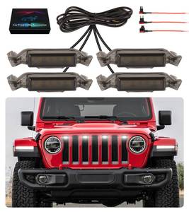 lot 4165 image: Grill Lights for Jeep Wrangler JL JLU Front Bumper Grille LED Running Marker Lamp Accessories (White, 2018-2023) - Retail $467