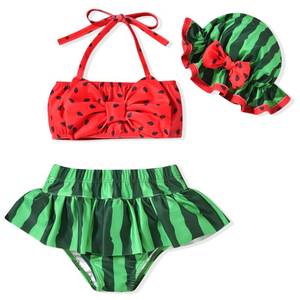 lot 4166 image: Infant Baby Girls Swimsuit Watermelon Bikini Two Pieces Bathing Suit Swimwear Summer Beach Set Blue 0-6 Months - Retail $23
