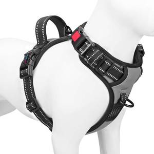 lot 4167 image: PHOEPET No Pull Dog Harness Medium Reflective Front Clip Vest with Handle,Adjustable 2 Metal Rings 3 Buckles,Easy to Put on and Take Off(M, Grey) - Retail $24