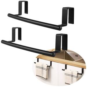 lot 4174 image: KES Over The Door Towel Rack, Over Cabinet Towel Bar Kitchen Bathroom Towel Holder Storage Dish Towel Holder, Over Cabinet Cupboard Door Towel Bar, Matte Black 2 Pack, KTH500S26-BK-P2 - Retail $17