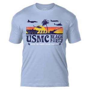 lot 4184 image: 7.62 Design USMC Beach Party Mens Battlespace T-Shirt,Sky Blue,Large - Retail $25