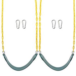 lot 5669 image: Sunnyglade 2PCS Swings Seats Heavy Duty with 66 Chain, Playground Swing Set Accessories Replacement with Snap Hooks, Support 250lb (2, Green) - Retail $37in