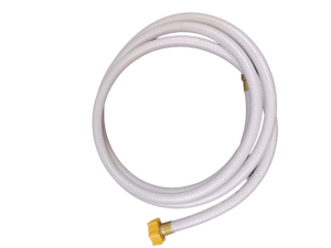 lot 6075 image: White PVC Garden Hose with Brass Fittings - Retail $15