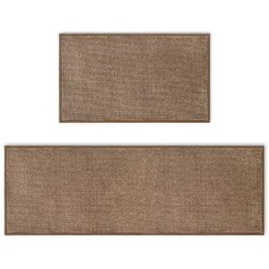 lot 6081 image: Artoid Mode Washable Kitchen Rugs and Mats Set of 2, Non Skid Rubber Absorbent Kitchen Floor Mats Front of Sink - 17x29 and 17x47 Inch - Retail $30