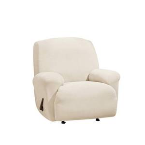 lot 6082 image: SureFit Form Fit Stretch Morgan Chair Box Cushion Slipcover - One Piece PolyesterSpandex Elastic Slipcover, Machine Washable - Retail $42