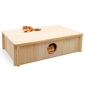lot 6084 image: kathson Multi-Chamber Hamster Maze House,Wooden Syrian Hamster Maze Hideout,Small Pets Habitats Decor,6-Room Hideouts and Tunnel Exploring Toys for Dwarf Hamsters,Gerbils,Mice,Lemmings,Mouse - Retail $20
