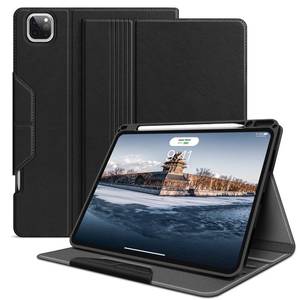 lot 6085 image: H HOLIMET Case for iPad Pro 11 Inch 2022 4th3rd2nd1st Generation 202120202018 with Pencil Holder Folio Stand Auto WakeSleep Vegan Leather, Black - Retail $38