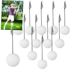 lot 6086 image: Jetec 12 Pcs Resin Sports Ball Base Memo Clips with Alligator Wire Table Number Card Place Holders Photo Stand for Office Menu Wedding Party Events Decoration(Golf) - Retail $26