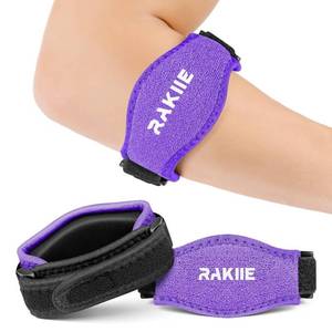 lot 6090 image: Rakiie Tennis Elbow Braces with EVA Cushion for All-round Support and Compression, Golfers Elbow Support Brace with Flexible Straps, Elbow Strap for Fitness, Weightlifting, Fishing, Sports, Purple - Retail $9
