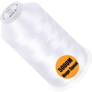lot 16365 image: New brothread - Single Huge Spool 5000M Each Polyester Embroidery Machine Thread 40WT for Commercial and Domestic Machines - White - Retail $8