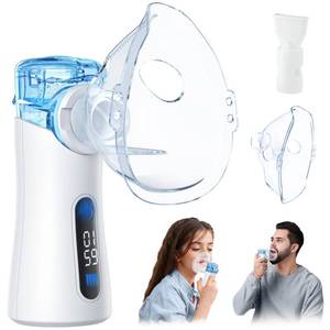 lot 16368 image: AOZHAN Portable Nebulizer for Adults and Kids, Nebulizer Machine with Intuitive LED Interface and Auto-Cleaning, Inhaler for Respiratory Problems, Silent, Efficient Atomization for Home and Travel Use - Retail $40
