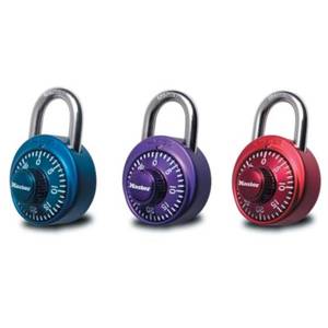 lot 16387 image: Master Lock 1530DCM School or Gym Locker Lock Combination Padlock, Back to School Essential, Pack of 1 - Colors May Vary - Retail $3