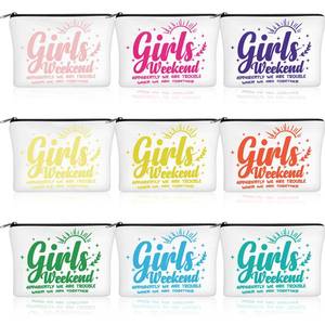 lot 16404 image: Reginary Girls Weekend Gifts Favors Girls Weekend Makeup Bags Toiletry Cosmetic Bag Bestie Friendship Gifts for Women Wedding Bachelorette Mothers Day Party Favors - Retail $17