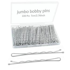 lot 16412 image: YINGFENG 220PCS 2.76 Inch Silver Bobby Pins for Women, Large Bobby Pins with Box, Reusable Non Slip Hair Pins, Great for Thick Hair - Retail $10