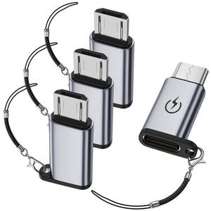 lot 20341 image: Jadebones USB C to Micro USB Adapter (4 Pack), USB Type C Female to Micro USB Male Converter Compatible with Samsung Galaxy S6S7 Edge, LG Nexus 456 and More Micro USB Devices (Grey) - Retail $7