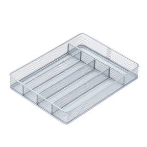 lot 20346 image: Honey-Can-Do KCH-02154 Steel Mesh 5-Compartment Cutlery Utensil Organizer, Silver - Retail $17