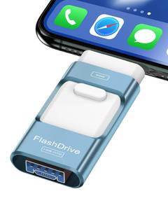 lot 20349 image: 256GB Flash Drive for iPhone Photo Stick,Thumb Drive USB Stick High Speed Transfer USB Drives External Picture Video Storage Memory Expansion for iPhoneiPadPC (Blue) - Retail $30