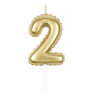 lot 20350 image: ZHIHUI Gold Number Birthday Candles Decorations, Gold Number 2 Candles Cake Topper, Balloon Shaped Golden Digital Candle Candles for Birthday Party Wedding Anniversary Celebration Supplies MELTED - Retail $1,237