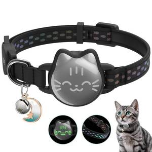 lot 20354 image: Waterproof Airtag Cat Collar, Breakaway Cat Airtag Collar with Luminous and Reflective Fish Pattern, Lightweight Kitten Collars for Apple Air tag, Hidden GPS Tracker Holder for Cats, Kittens(9-13) - Retail $20in