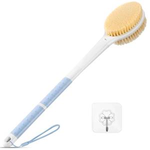 lot 20362 image: Back Scrubber Body Shower Brush Anti Slip Long Handle Bath Brush with Stiff and Soft Bristles - Showering Exfoliator Wet or Dry Brushing for Women, Men, Elderly (Blue) - Retail $10