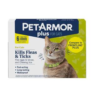 lot 20371 image: PetArmor Plus Flea and Tick Prevention for Cats over 1.5 lbs, Cat Flea and Tick Treatment, 6 Doses, Waterproof Topical, Fast Acting - Retail $42