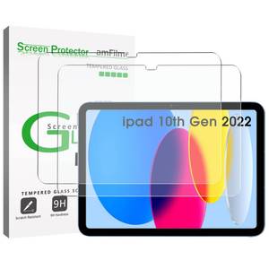 lot 20372 image: amFilm 2-Pack Glass Screen Protector for iPad 11th A16 2025 11 Inch  10th Generation 2022 10.9 Inch, 9H Tempered Glass Screen Protector, Ultra Sensitive, Face ID and Apple Pencil Compatible - Retail $10