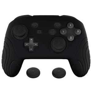 lot 20377 image: PlayVital Samurai Edition Ergonomic Silicone Skin Protective Case for Nintendo Switch Pro Controller, Soft Anti-slip Controller Grip Protector for Nintendo Switch Pro with Thumb Grip Caps - Black - Retail $14