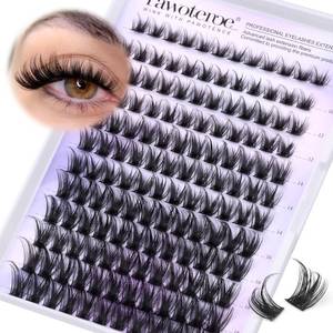 lot 20387 image: Pawotence Lash Clusters Wispy Cluster Eyelash Extensions 10-18mm Individual Lashes DIY Cluster Lashes Extension Soft Comfortable Eyelash Clusters with Thin Band - Retail $9