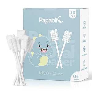lot 20396 image: Papablic Baby Tongue Cleaner, Baby Oral Cleaner, Disposable Infant Mouth Cleaner Newborn, Upgrade Gum Cleaner with Paper Handle or Infants Ages 0-2 Years, 40 Pack - Retail $8