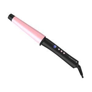 lot 20409 image: Remington CI9538 Pro 1-1.5in Pearl Ceramic Conical Curling Wand, Digital Controls  10 Heat Settings, BlackPink - Retail $30in