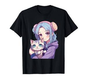 lot 20412 image: Japanese Kawaii Girl Anime and Cats Cute Gifts for Teens Girls T-Shirt Small - Retail $20