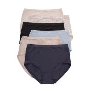 lot 20425 image: Hanes Womens Underwear Microfiber 6-Pack  SUPER Stretch Panties  Brief  Bikini  or Thong Panty  Comfort Flex Fit - Retail $30