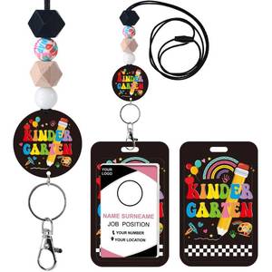 lot 20435 image: Obookey Teacher Lanyards for ID Badges - Teacher Lanyard with ID Holder, Kindergarten Cute Pencil Silicone Beaded Breakaway Keychain Accessories, Back to School Appreciation Gifts for Women Men - Retail $10