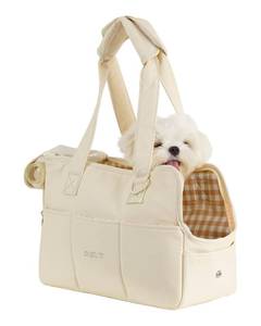 lot 20437 image: ONECUTE Dog Purse Carrier for Small Dogs Rabbit cat with Large Pockets, Cotton Bag, Dog Carrier Soft Sided, Collapsible Travel Puppy Carrier (Beige, 13.6 L x 6.5in W x 10in H) - Retail $43in