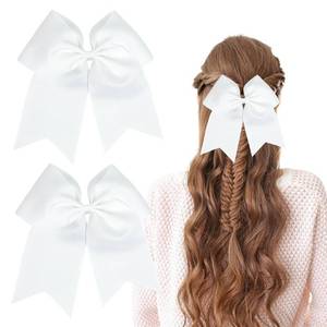 lot 20441 image: 2 Pcs White Cheer Bows 8 Bows Hair Ties Ponytail Holder Large Bows Ribbon Hair Ropes Cheerleading Bows Rubber Bands Hair Accessories for Cheerleaders Women Toddler Teen Girls Sport Party Favor - Retail $8in