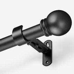 lot 2406 image: AMZSEVEN Black Curtain Rod Set with Round Finials - Retail $25
