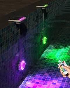lot 15900 image: MOFOYEAH Solar Pool Lights, LED Outdoor Lights used - Retail $25