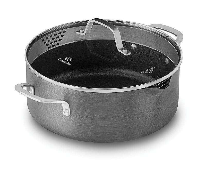 lot 4079 image: Calphalon Classic Nonstick Dutch Oven with Cover, 5 quart, Grey